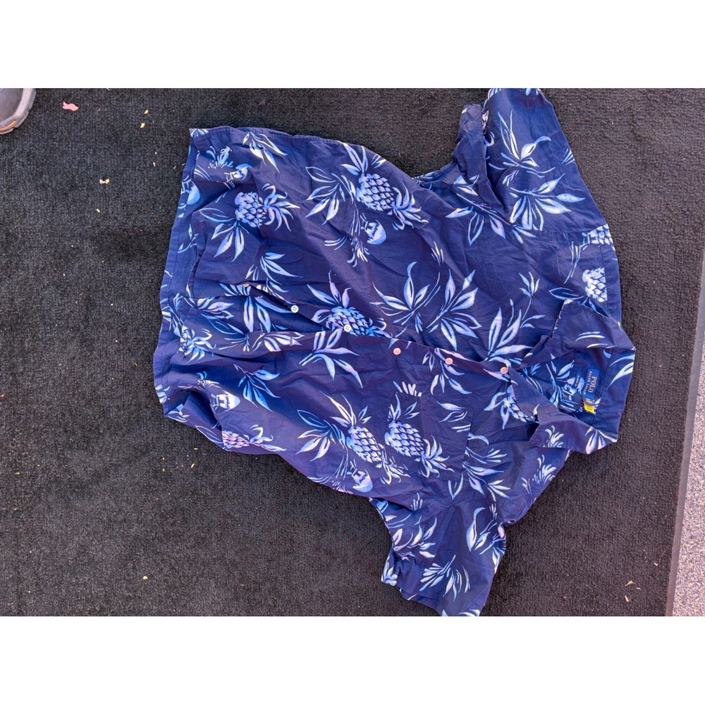 Polo Ralph Lauren Mens XL Classic Fit Blue Pineapple Floral Tropical Shirt